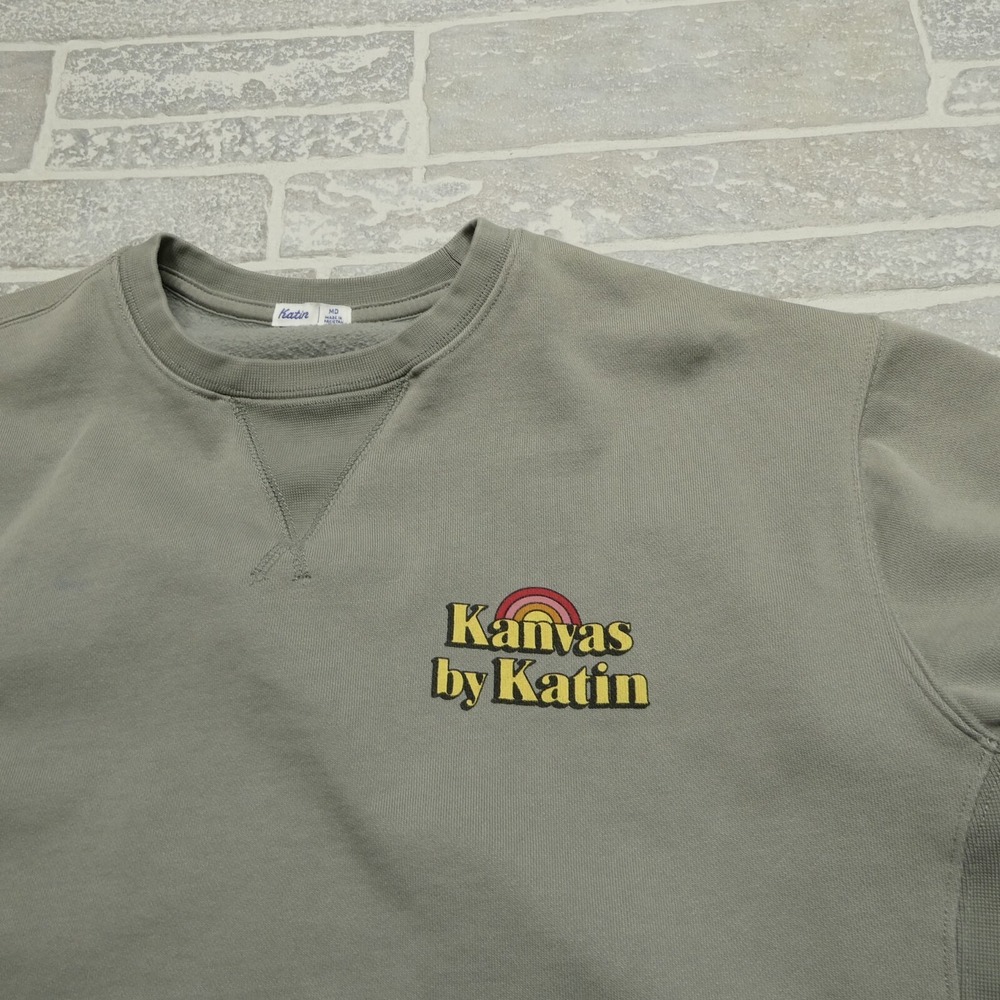 Katin Sweatshirt Adult Medium Gray Fleece Cotton Blend Crew Neck Double Sided